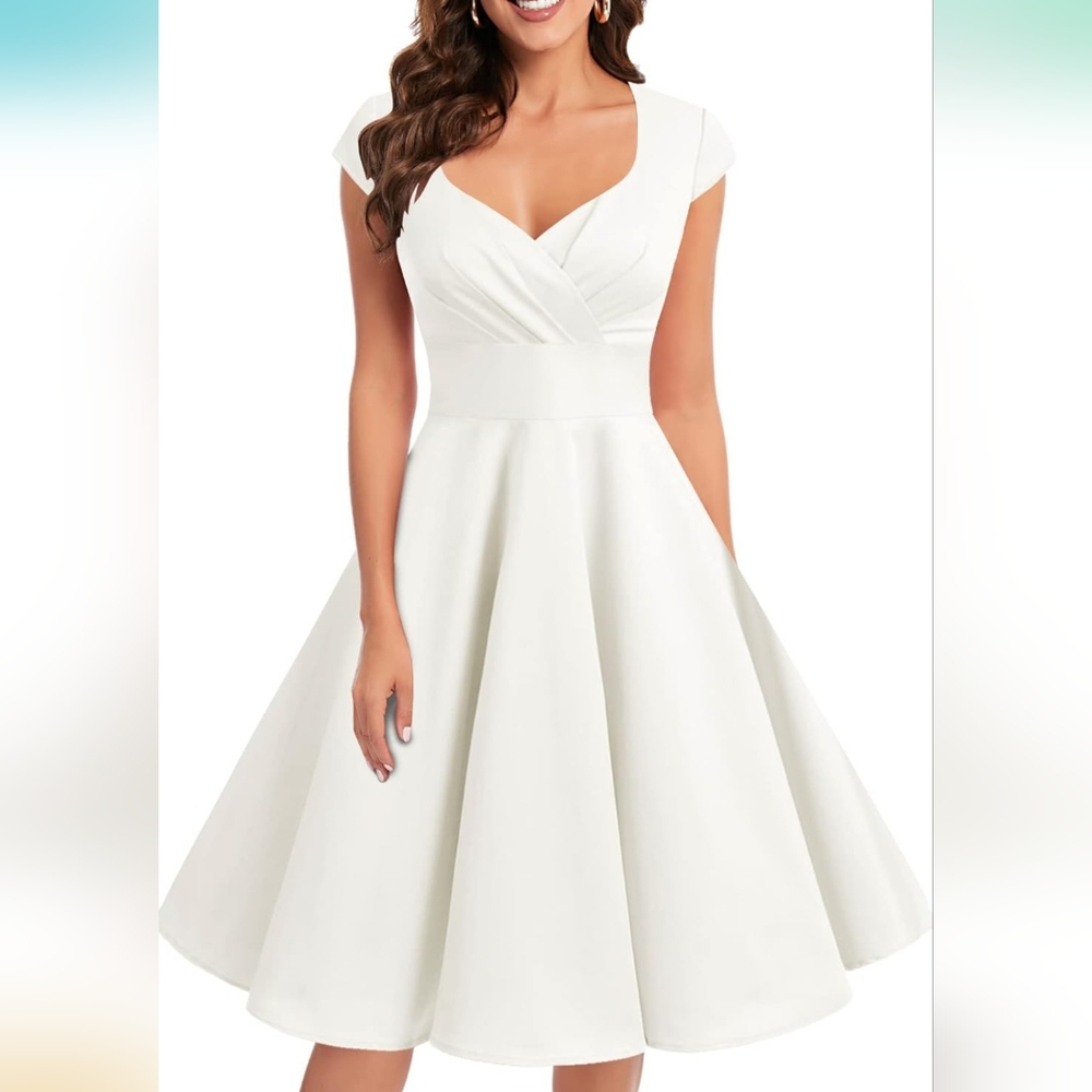 White Cap Sleeve Dress